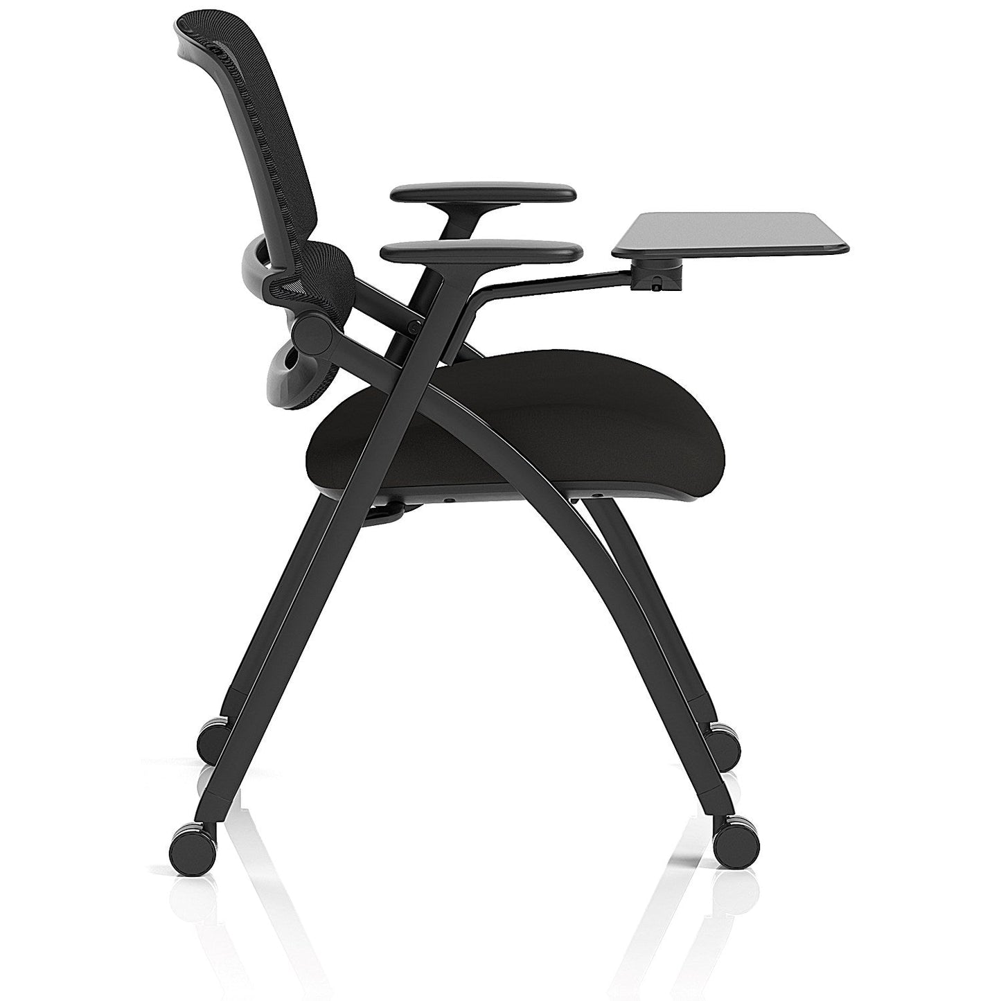 Capra Mesh Back Folding Training Chair With Writing Table, Black