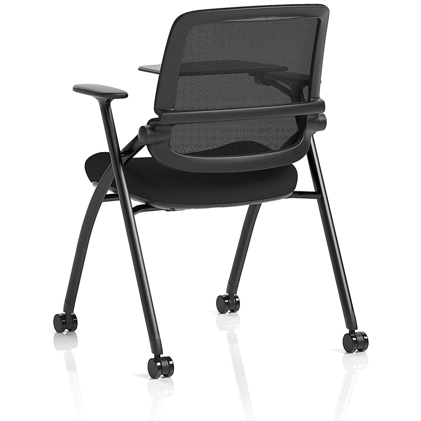 Capra Mesh Back Folding Training Chair With Writing Table, Black