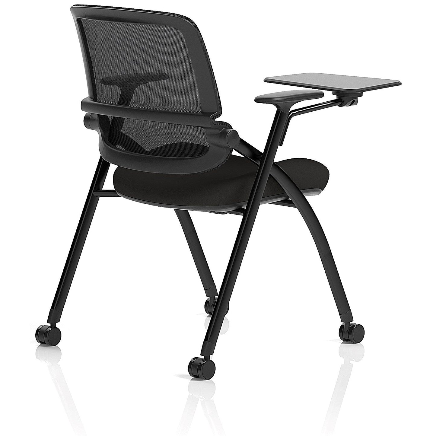 Capra Mesh Back Folding Training Chair With Writing Table, Black