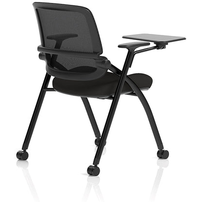 Capra Mesh Back Folding Training Chair With Writing Table, Black