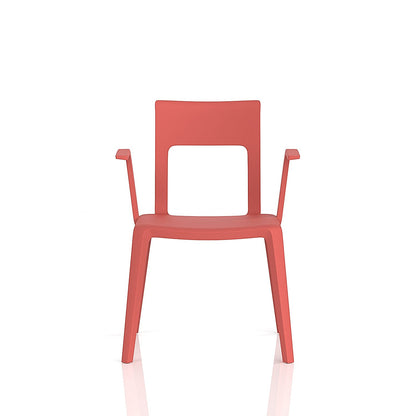 Nest Edge Stacking Cafe & Bistro Chair Red with Arms