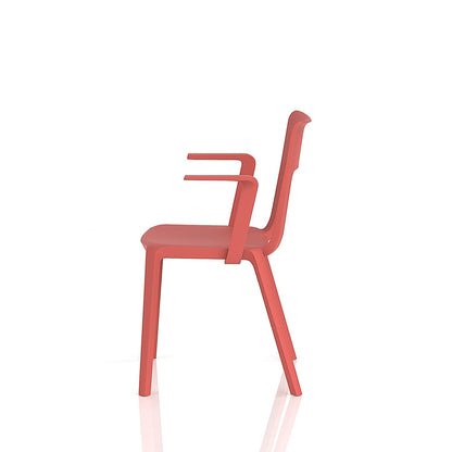 Nest Edge Stacking Cafe & Bistro Chair Red with Arms