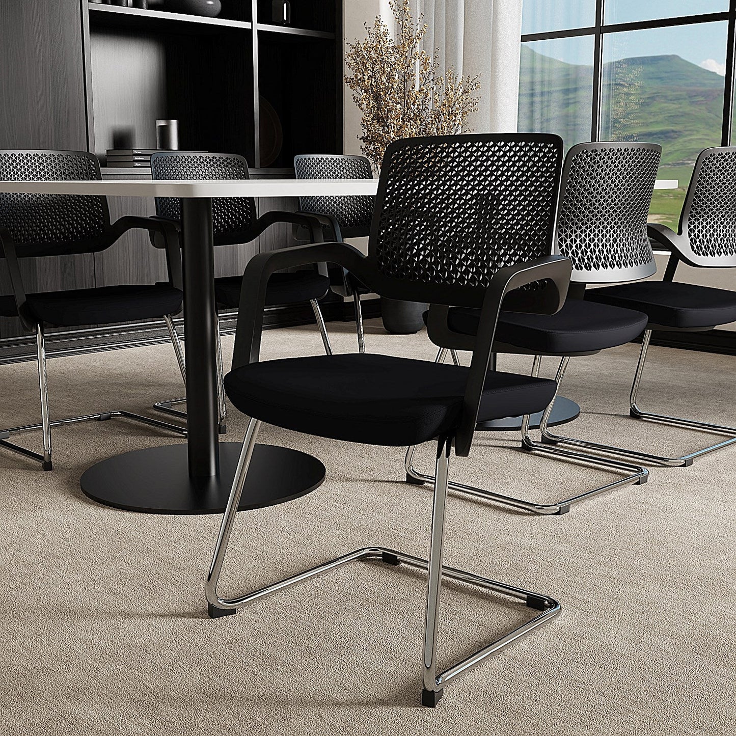 Cosmo Cantilever Chair Black Frame Black Seat Easy2Order : BR000351