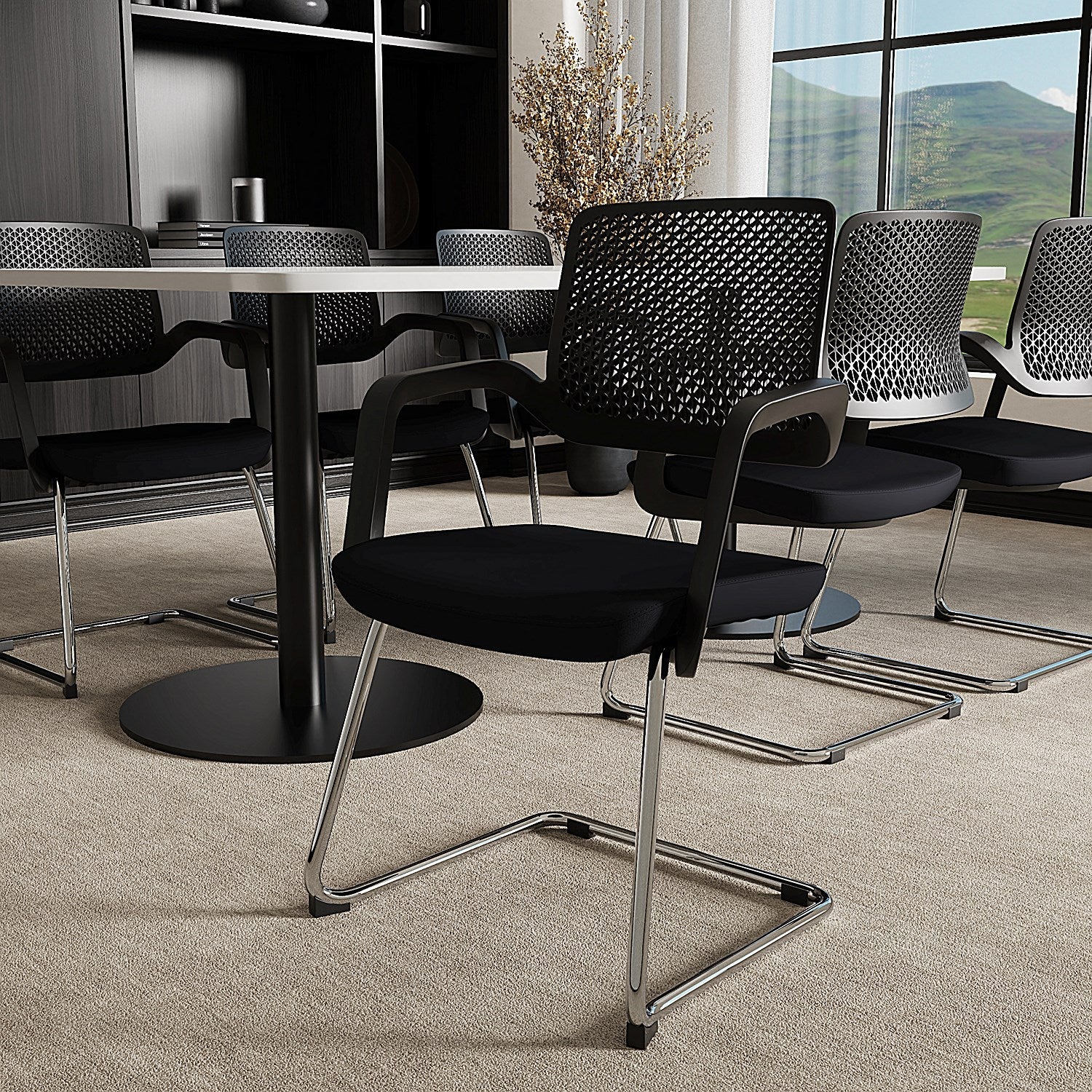 Cosmo Cantilever Chair Black Frame Black Seat Easy2Order : BR000351