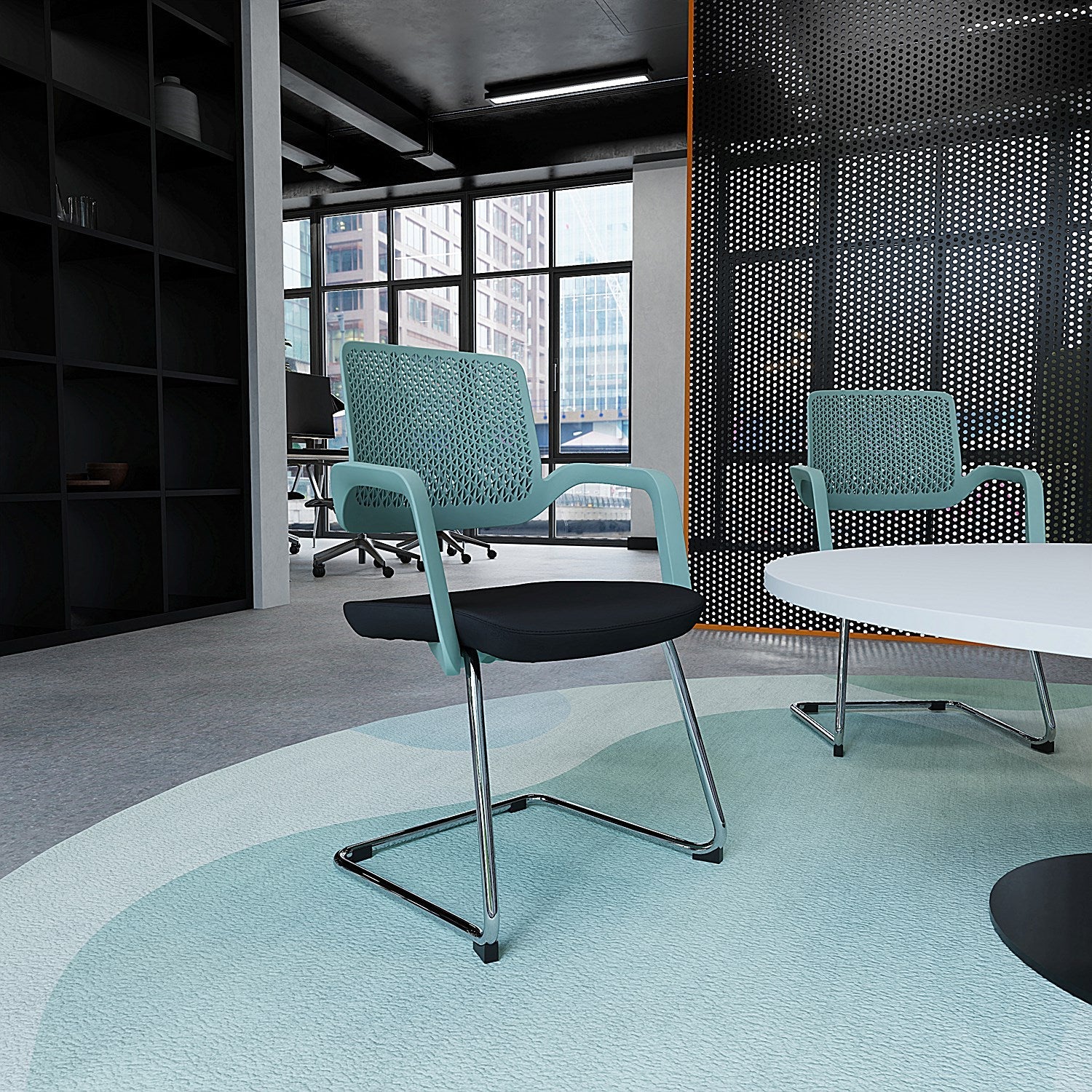 Cosmo Cantilever Chair Green Frame Black Seat Easy2Order : BR000353