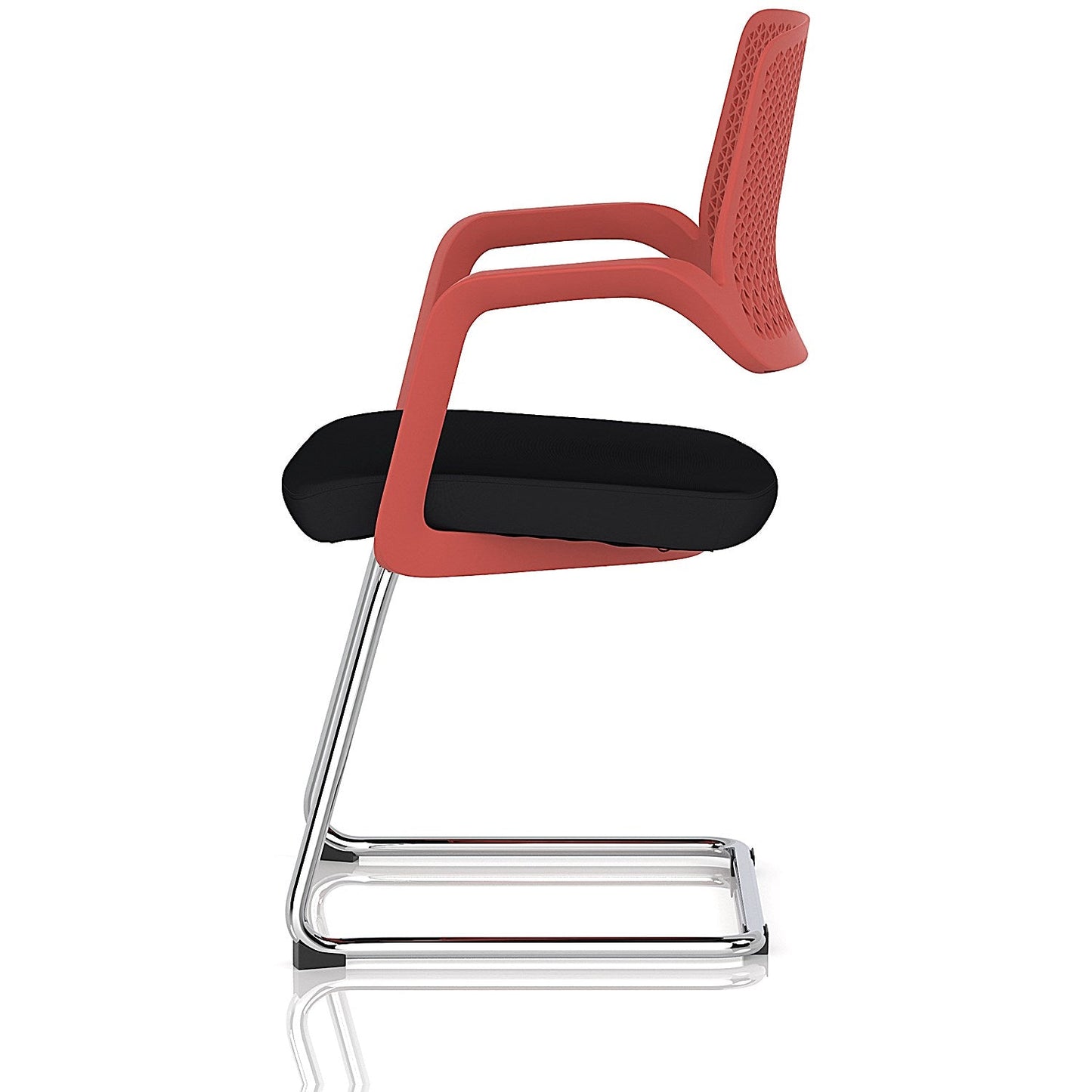 Cosmo Cantilever Chair Red Frame Black Seat