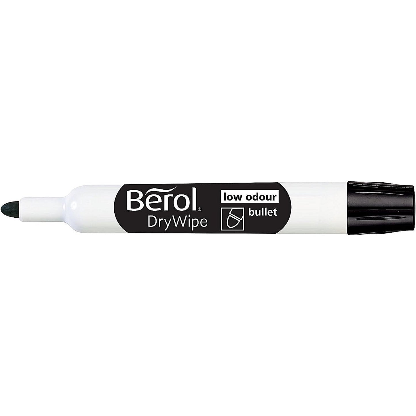 Berol Drywipe Marker, Bullet Tip, Black, Pack of 12