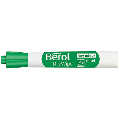 Berol Drywipe Marker, Chisel Tip, Black, Pack of 48
