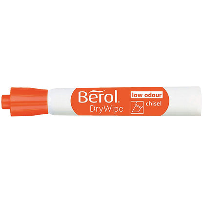 Berol Drywipe Marker, Chisel Tip, Black, Pack of 48