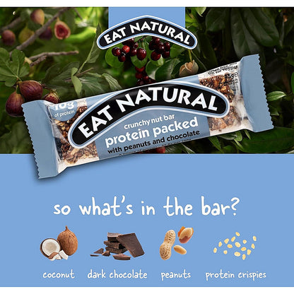 Eat Natural Peanuts and Chocolate Protein Bar, 45g, Pack of 12