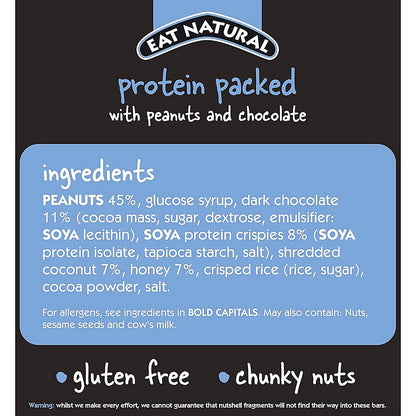 Eat Natural Peanuts and Chocolate Protein Bar, 45g, Pack of 12