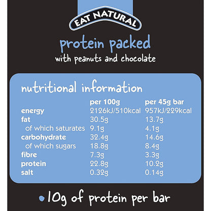 Eat Natural Peanuts and Chocolate Protein Bar, 45g, Pack of 12 Easy2Order : BRK41701