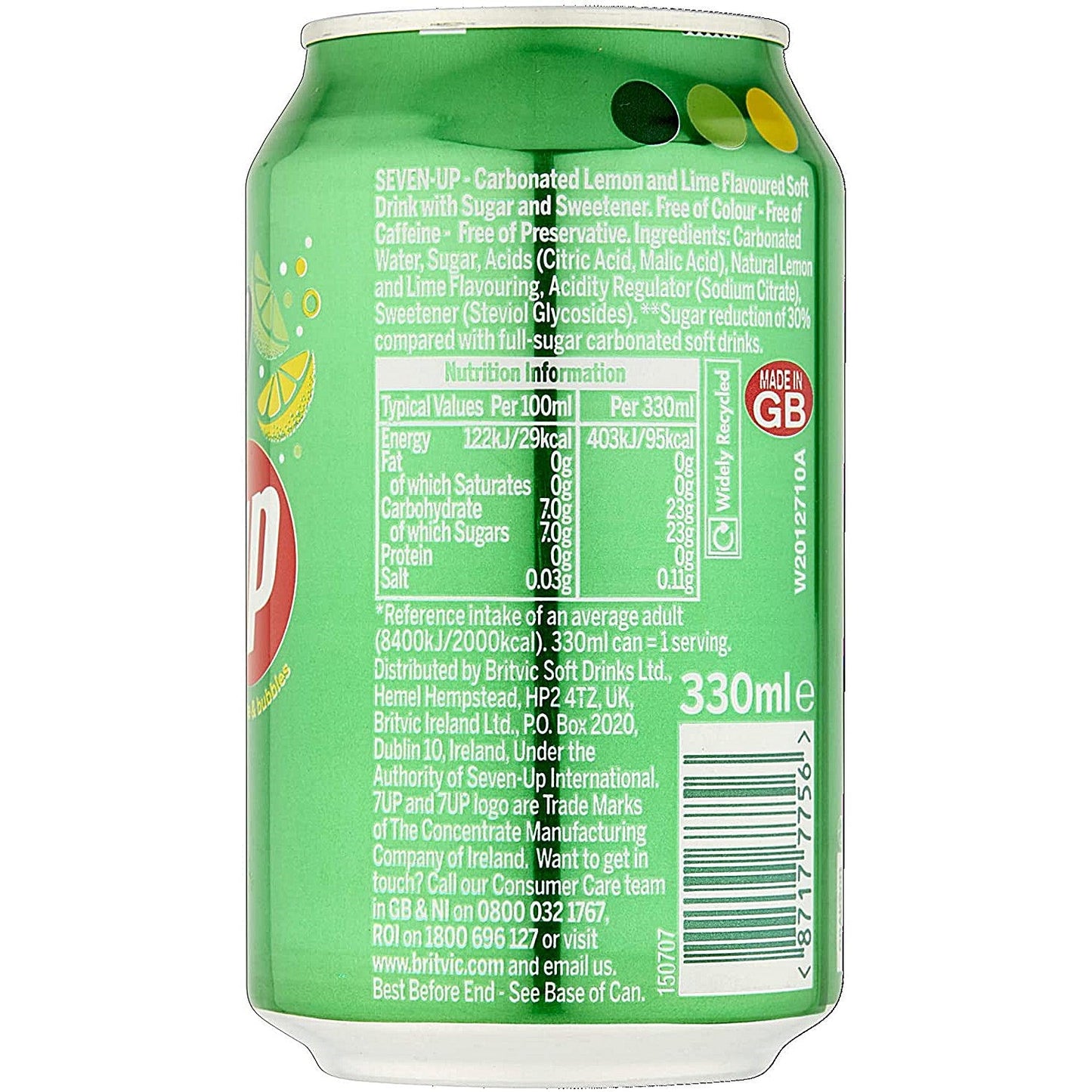 7Up Lemon and Lime, 24x330ml Cans