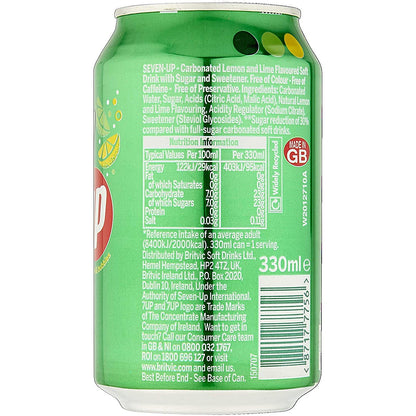 7Up Lemon and Lime, 24x330ml Cans