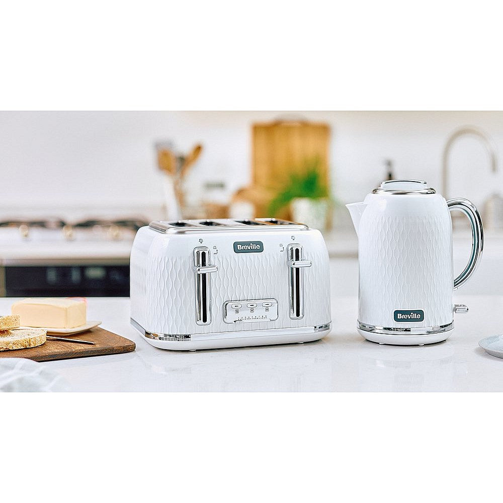 Breville VKT117 Curve Kettle, 3kw, 1.7 Litres, White/Chrome