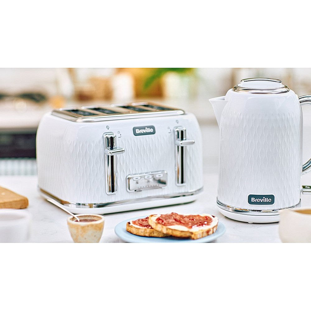 Breville VKT117 Curve Kettle, 3kw, 1.7 Litres, White/Chrome