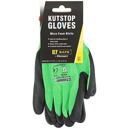 B-Safe Kutstop Micro Foam Nitrile Gloves, Green, Large