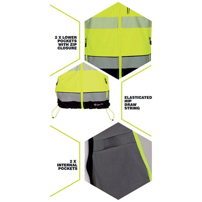 Beeswift Deltic Hi-Vis Two Tone Gilet, Saturn Yellow & Black, 5XL Easy2Order : BSDBWTTSYN5XL