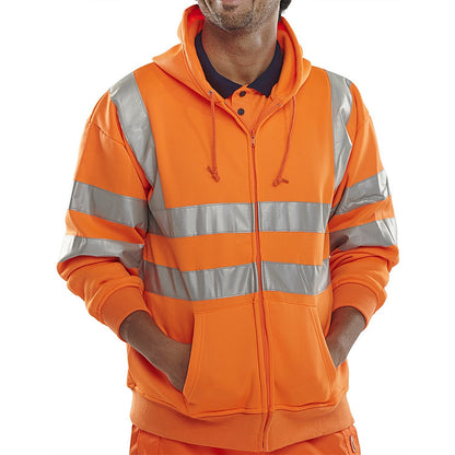 Beeswift Zip-Up Hooded Sweatshirt, Orange, 3XL