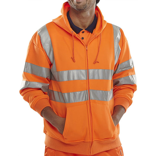 Beeswift Zip-Up Hooded Sweatshirt, Orange, 3XL