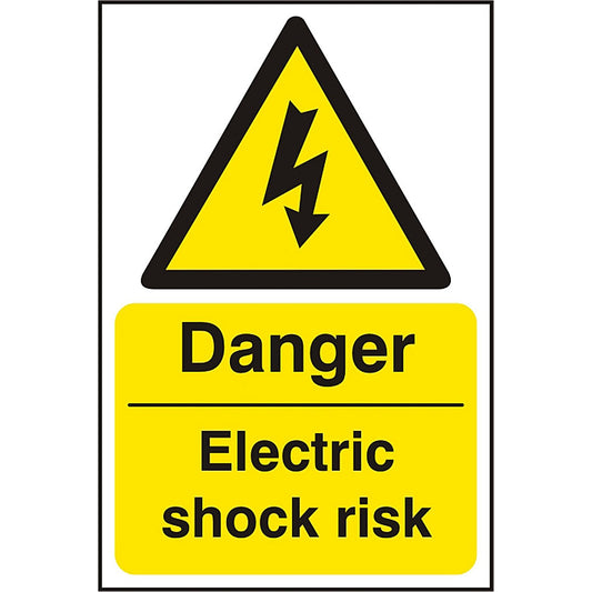 B-Safe Danger Electric Shock Risk Sign, 200x300mm, Self Adhesive, Pack of 5