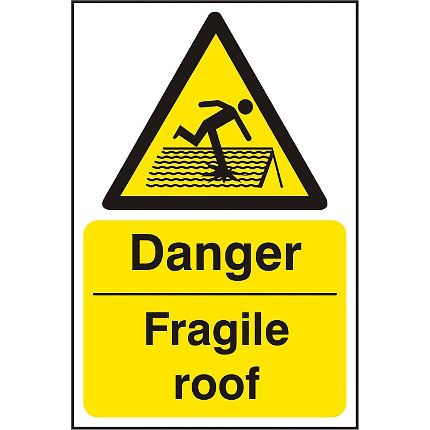 B-Safe Danger Fragile Roof Sign, 200x300mm, PVC, Pack of 5