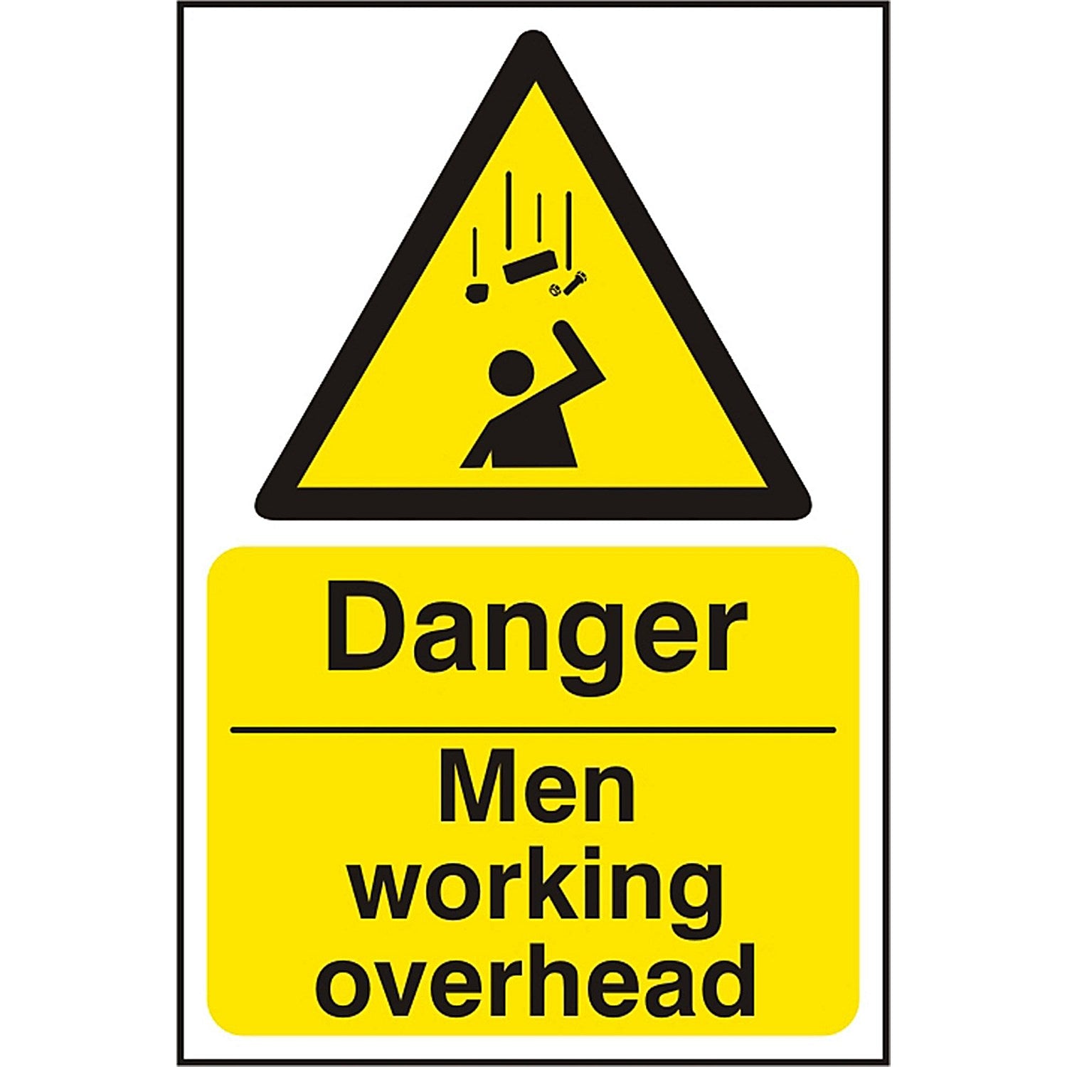 B-Safe Danger Men Working Overhead Sign, 200x300mm, Self Adhesive, Pack of 5