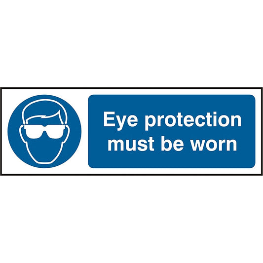 B-Safe Eye Protection Must Be Worn Sign, 300x100mm, PVC, Pack of 5