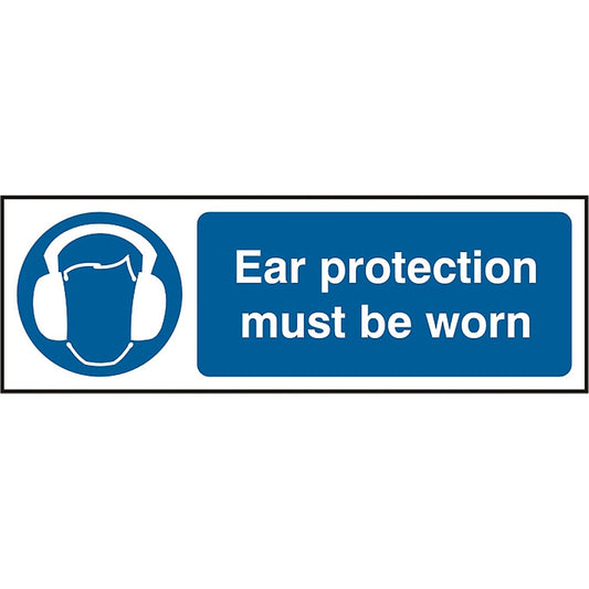 B-Safe Ear Protection Must Be Worn Sign, 300x100mm, PVC, Pack of 5