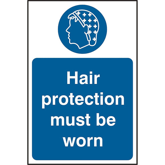 B-Safe Hair Protection Must Be Worn Sign, 200x300mm, Self Adhesive, Pack of 5