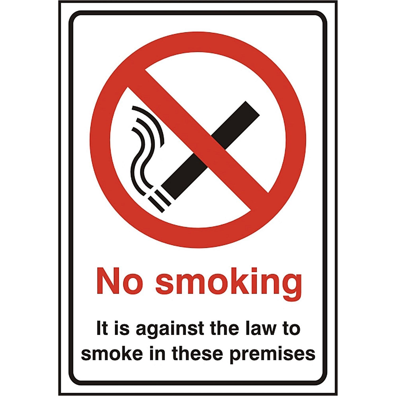 B-Safe No Smoking Its Against The Law Sign, 210x148mm, PVC, Pack of 5
