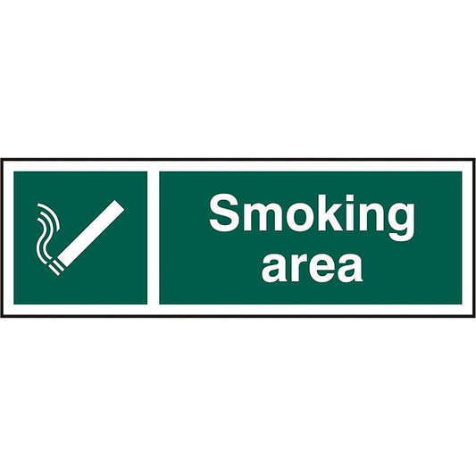 B-Safe Smoking Area Sign, 300x100mm, PVC, Pack of 5