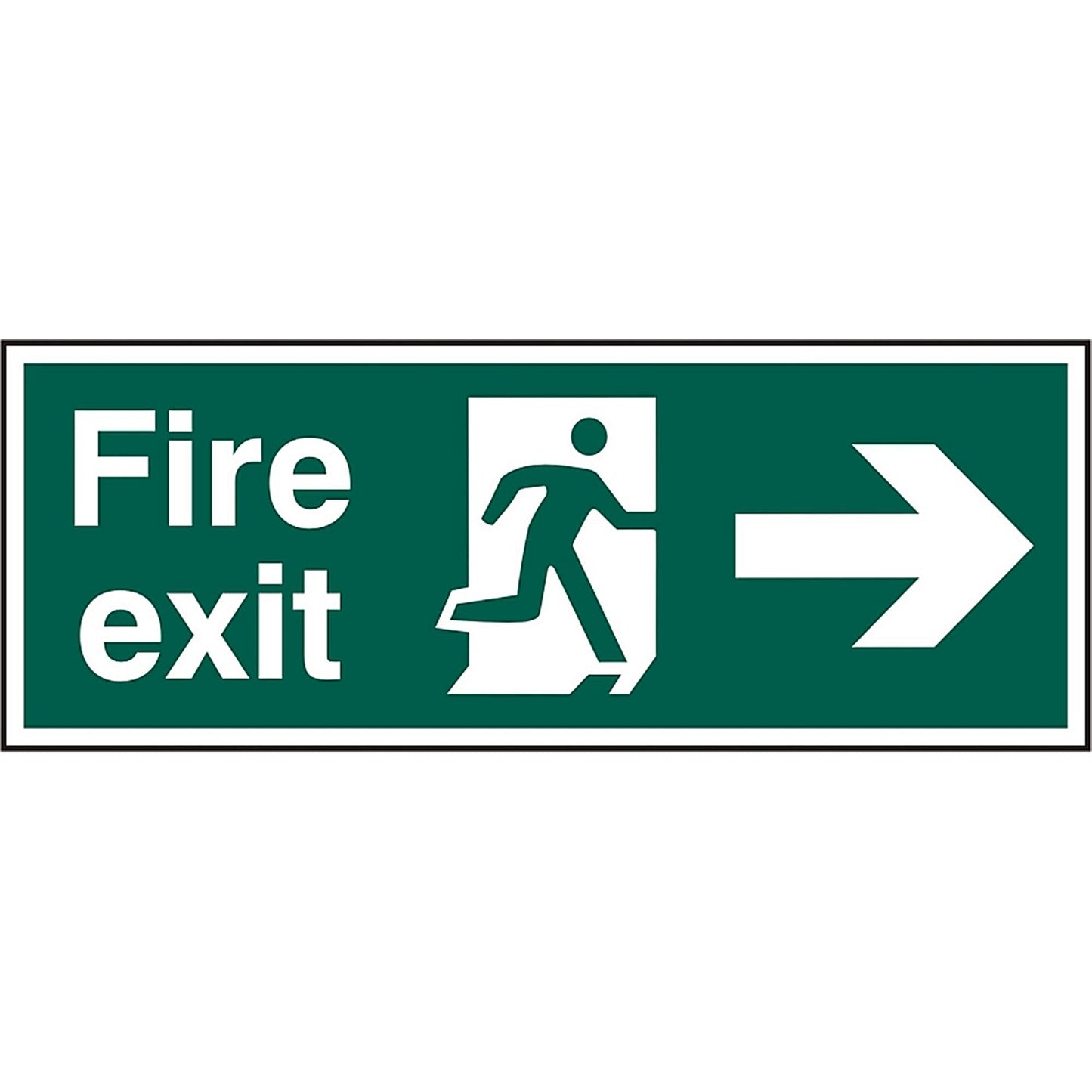 B-Safe Running Man Arrow Right Fire Exit Sign, 400x150mm, PVC, Pack of 5