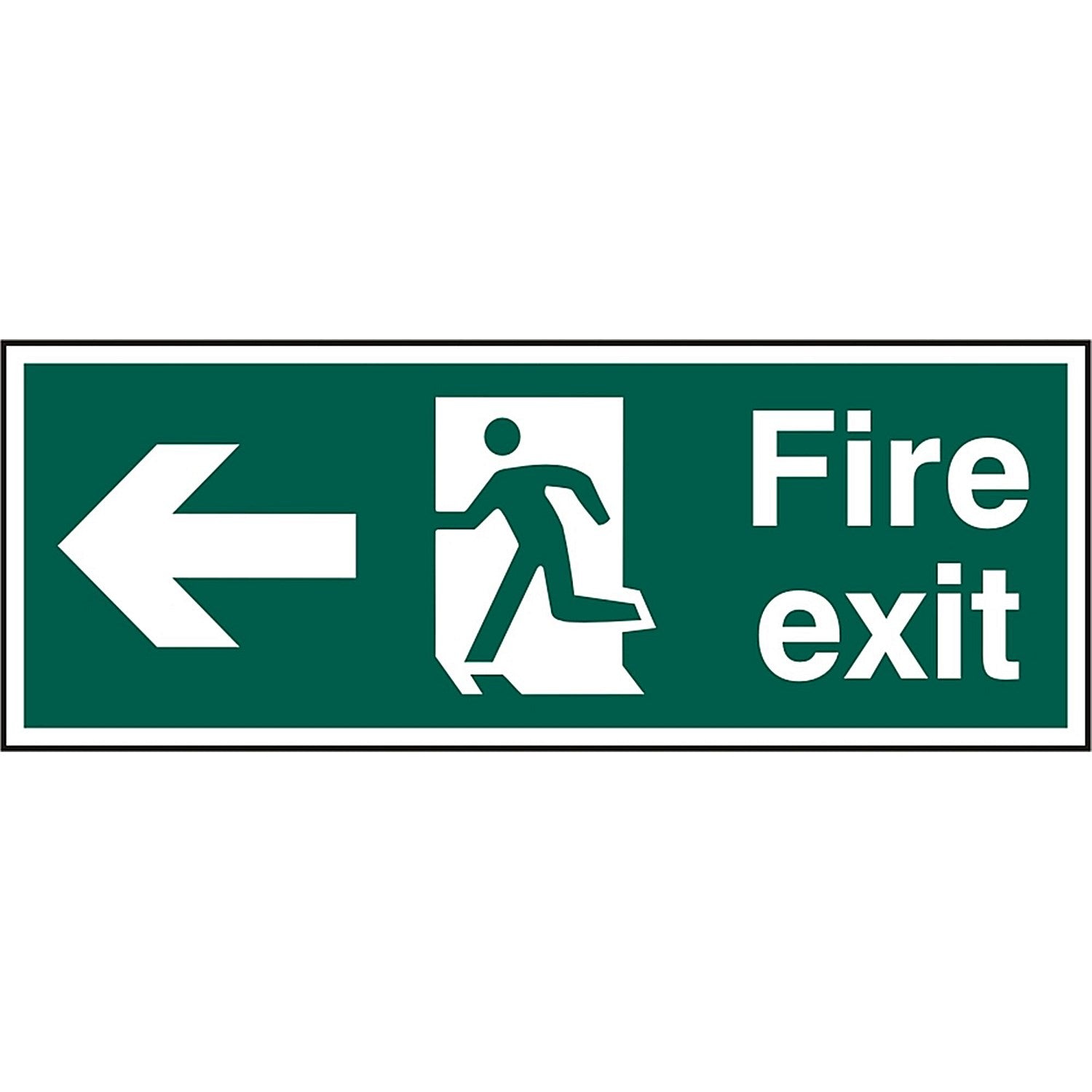 B-Safe Running Man Arrow Left Fire Exit Sign, 400x150mm, PVC, Pack of 5