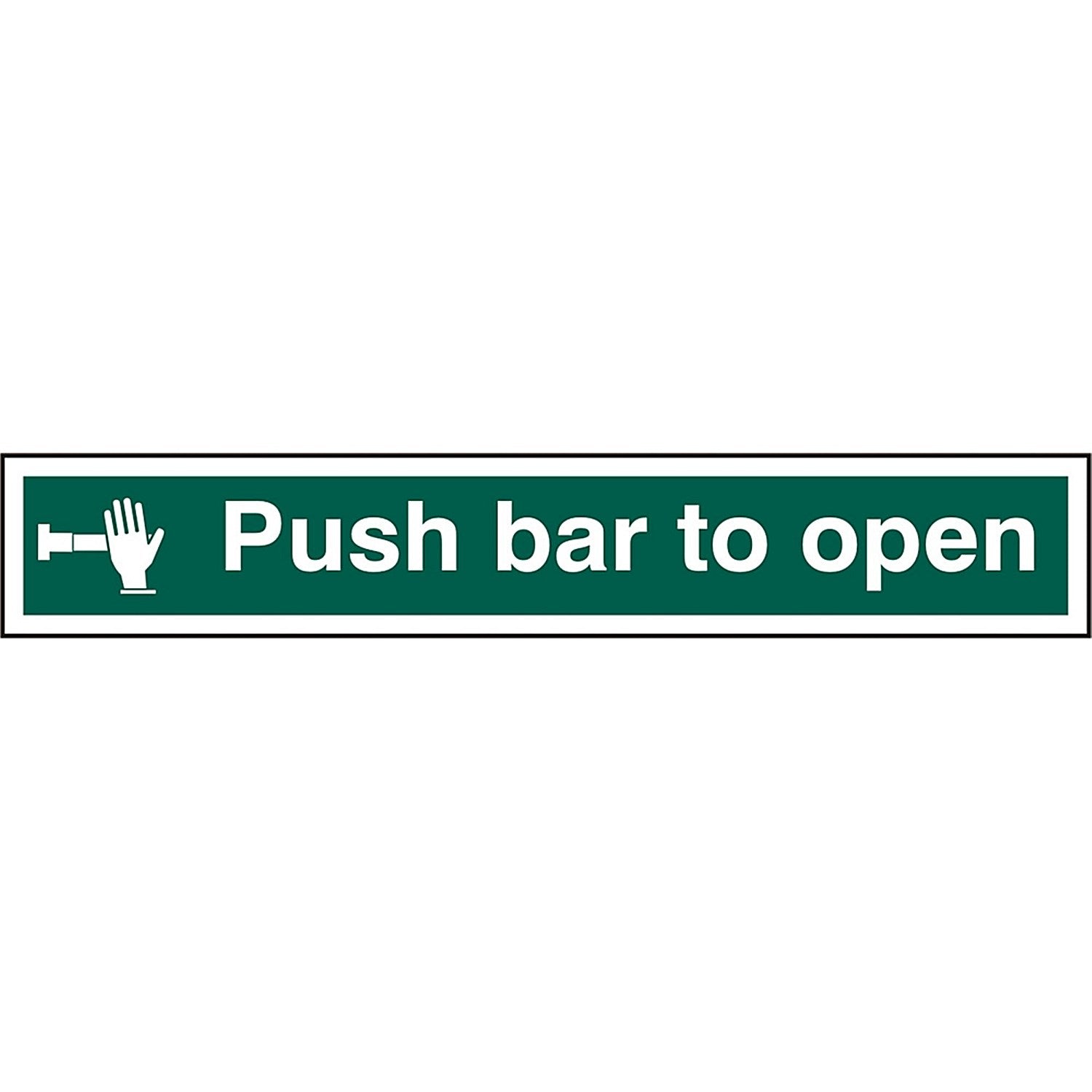 Beeswift B-Safe Push Bar To Open Self Adhesive Sign, 600x100mm, White on Green, Pack of 5