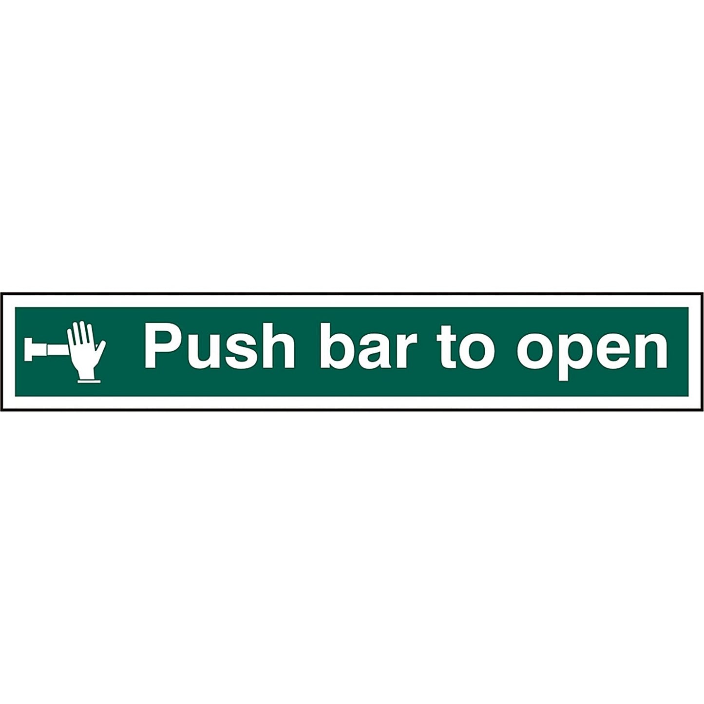 Beeswift B-Safe Push Bar To Open PVC Sign, 600x100mm, White on Green, Pack of 5