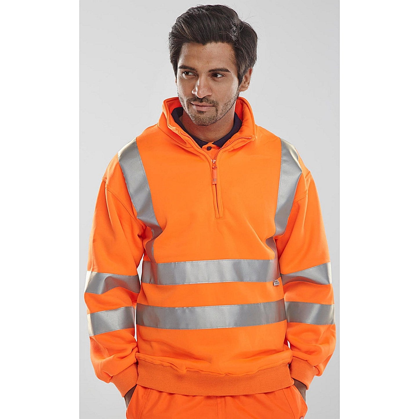 Beeswift Quarter Zipped Sweatshirt, Orange, Medium