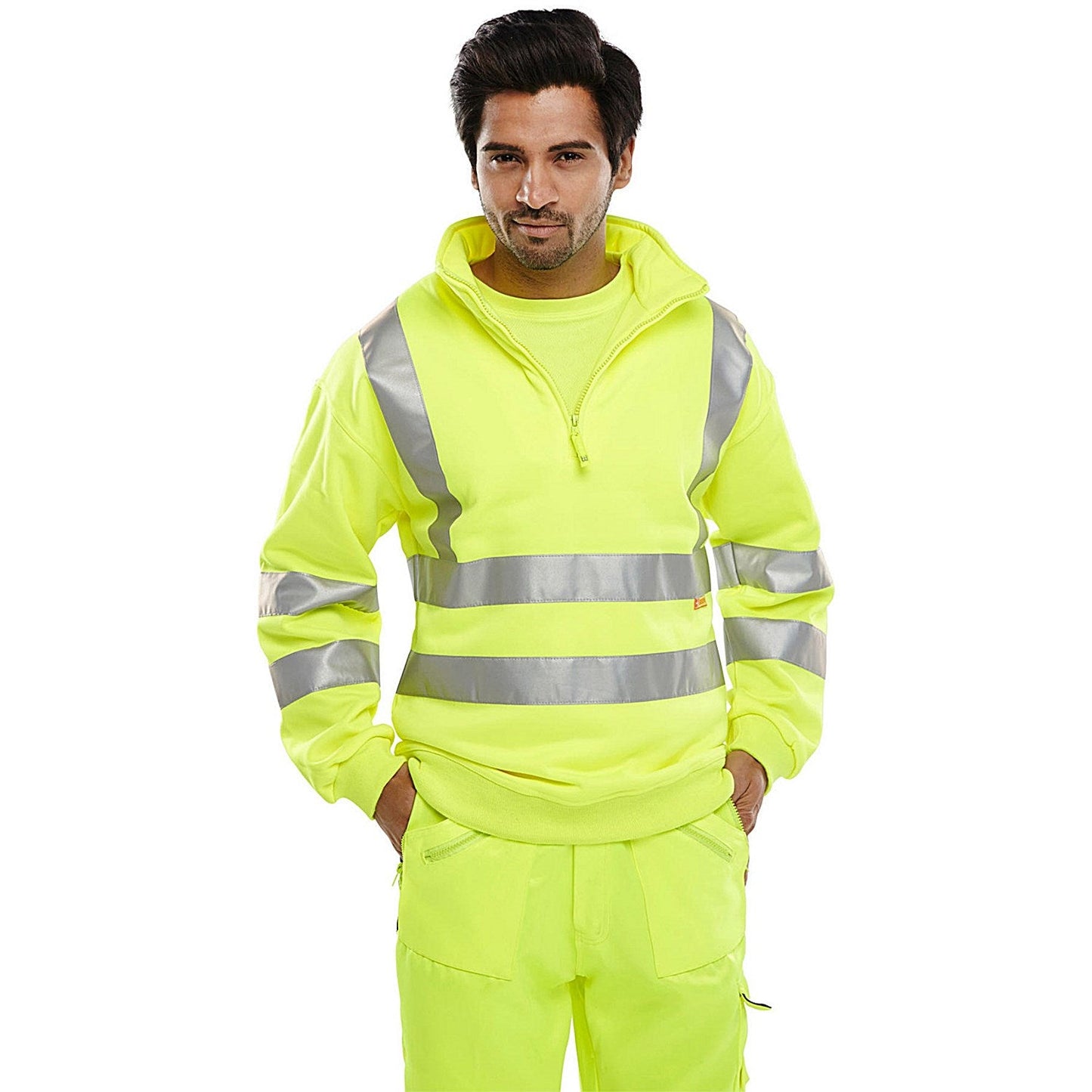 Beeswift Quarter Zipped Sweatshirt, Saturn Yellow, Medium