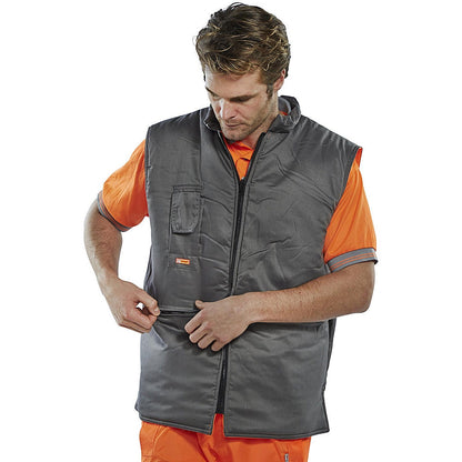 Beeswift Reversible Bodywarmer, Orange & Grey, 2XL