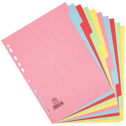 Elba Recycled Subject Dividers, 10-Part, Blank Multicolour Tabs, A4, Multicolour