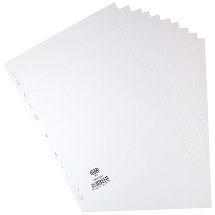 Elba Reinforced Board Subject Dividers, 10-Part, Blank Tabs, A4, White