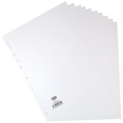 Elba Reinforced Board Subject Dividers, 10-Part, Blank Tabs, A4, White