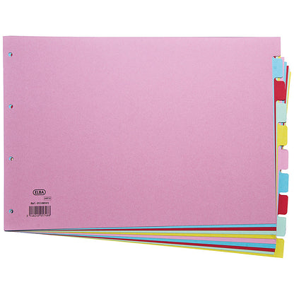 Elba Subject Dividers, 10-Part, Blank Multicolour Tabs, A3, Multicolour