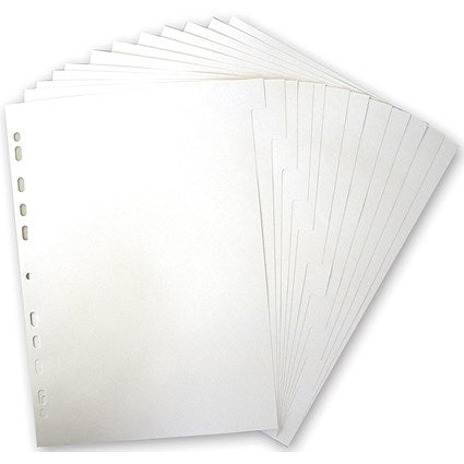Elba Reinforced Board Subject Dividers, 12-Part, Blank Tabs, A4, White