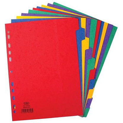 Elba Heavyweight Subject Dividers, 10-Part, Blank Multicolour Tabs, A4, Multicolour