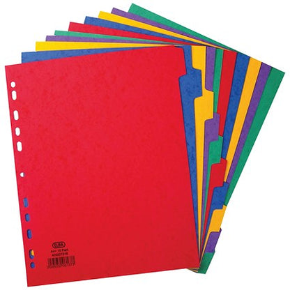 Elba Heavyweight Subject Dividers, Extra Wide, 10-Part, Blank Multicolour Tabs, A4, Multicolour