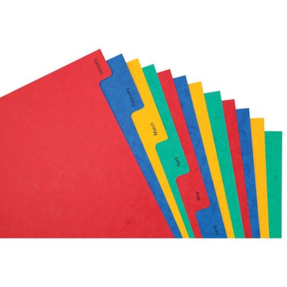 Elba Heavyweight Index Dividers, Jan-Dec, Multicolour Tabs, A4, Multicolour