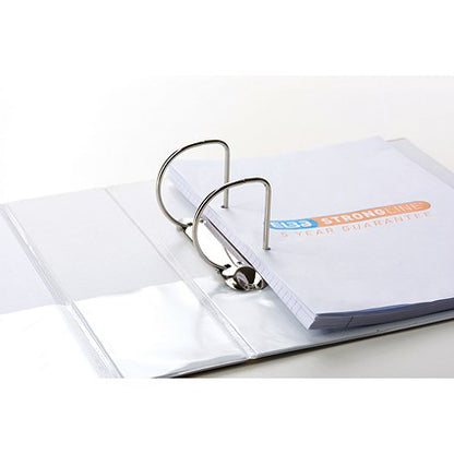 Elba Panorama Presentation Ring Binder, A4, 2 D-Ring, 65mm Capacity, White, Pack of 4