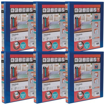 Elba Panorama Presentation Ring Binder, A4, 4 D-Ring, 25mm Capacity, Blue, Pack of 6
