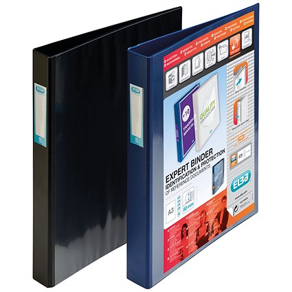 Elba Vision Ring Binder, A3, 4 D-Ring, 30mm Capacity, Portrait, Blue